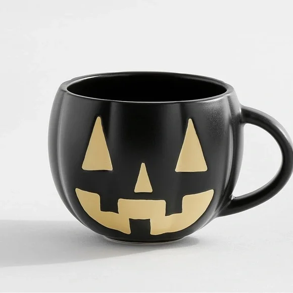 Pottery Barn Black Jack O'Lantern Pumpkin Stoneware Mugs - Set of 4 🎃 - Picture 13 of 16